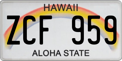 HI license plate ZCF959