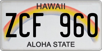 HI license plate ZCF960