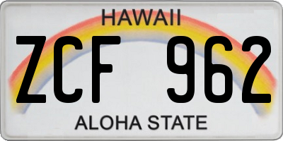 HI license plate ZCF962