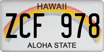 HI license plate ZCF978
