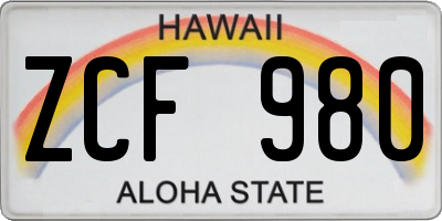 HI license plate ZCF980