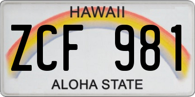 HI license plate ZCF981
