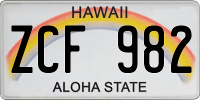 HI license plate ZCF982