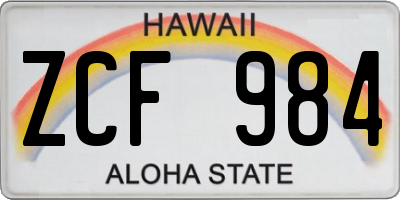HI license plate ZCF984