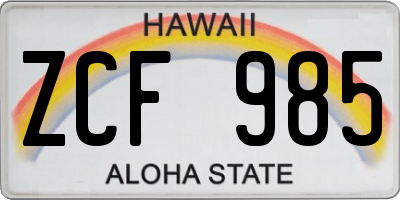HI license plate ZCF985
