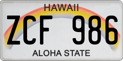 HI license plate ZCF986