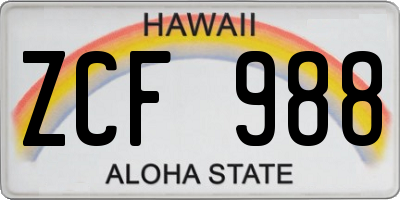 HI license plate ZCF988