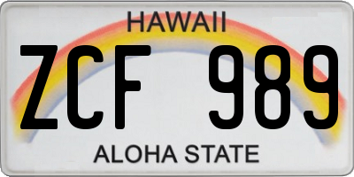 HI license plate ZCF989