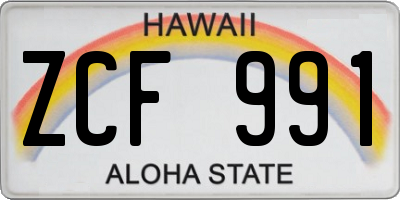 HI license plate ZCF991