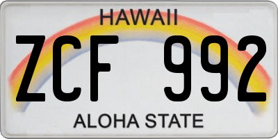 HI license plate ZCF992