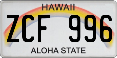 HI license plate ZCF996