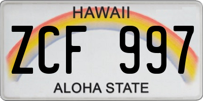 HI license plate ZCF997