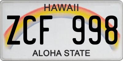 HI license plate ZCF998