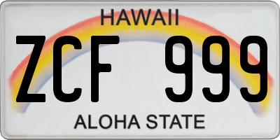 HI license plate ZCF999