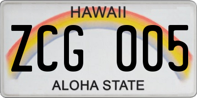 HI license plate ZCG005