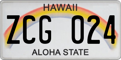 HI license plate ZCG024