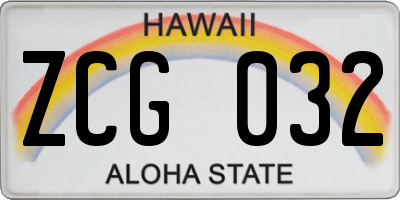 HI license plate ZCG032