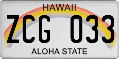 HI license plate ZCG033