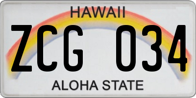 HI license plate ZCG034