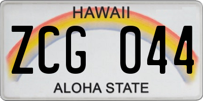 HI license plate ZCG044