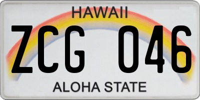 HI license plate ZCG046