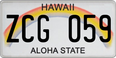 HI license plate ZCG059
