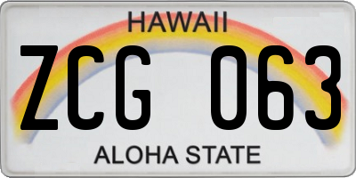 HI license plate ZCG063