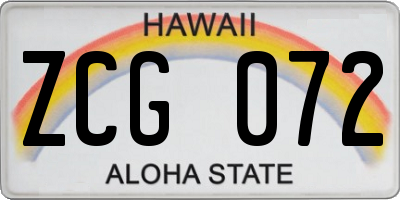 HI license plate ZCG072