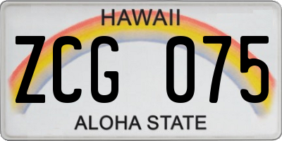 HI license plate ZCG075