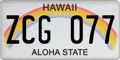 HI license plate ZCG077
