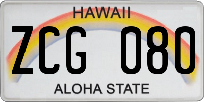 HI license plate ZCG080