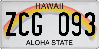 HI license plate ZCG093