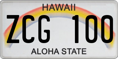 HI license plate ZCG100