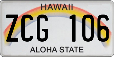 HI license plate ZCG106