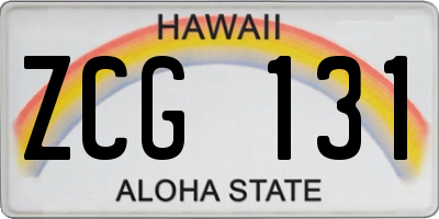 HI license plate ZCG131