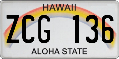 HI license plate ZCG136