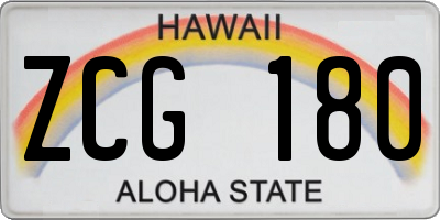 HI license plate ZCG180