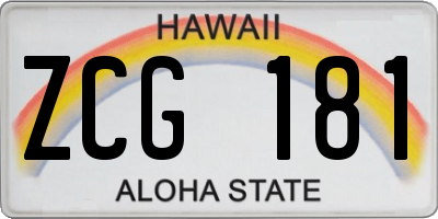 HI license plate ZCG181