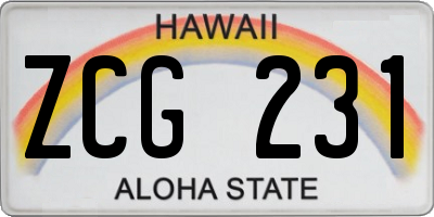 HI license plate ZCG231