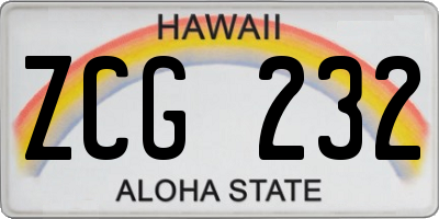 HI license plate ZCG232