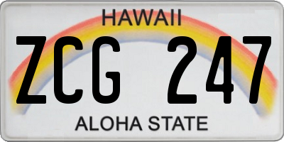 HI license plate ZCG247