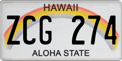 HI license plate ZCG274