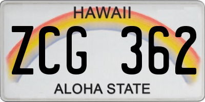 HI license plate ZCG362