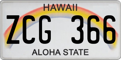 HI license plate ZCG366