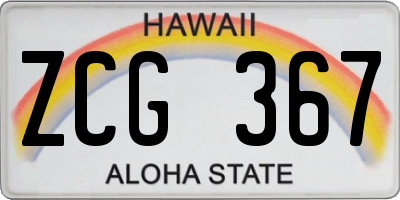 HI license plate ZCG367