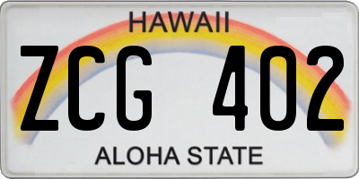 HI license plate ZCG402