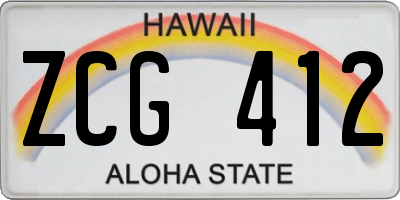 HI license plate ZCG412