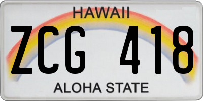 HI license plate ZCG418