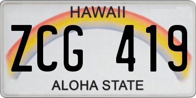 HI license plate ZCG419