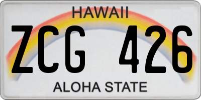HI license plate ZCG426